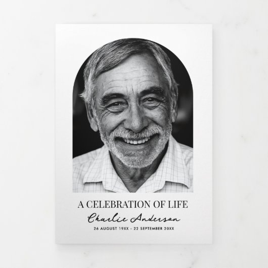 Moderne Single Arch Foto Feier des Lebens Dreifach-gefaltete Programmkarte (Cover)