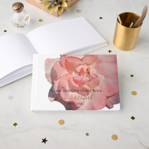Moderne Single Coral Rose Blumenzwiebeln Gästebuch