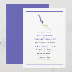 Moderne Single Lavender Sprig Wedding   Einladung