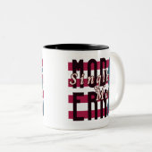 MODERNE Single Mama in Retro Streifen Zweifarbige Tasse (VorderseiteRechts)