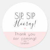 Moderne Sip Sip Hooray, Pop the top Vielen Dank Runder Aufkleber (Vorderseite)