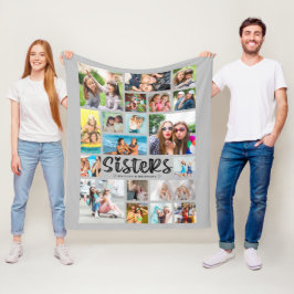 Moderne SISTERS 19 Foto Collage Gray Fleecedecke