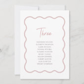 Moderne Sitzkarte Rosa weiche Grenzkarte Einladung (Vorderseite)