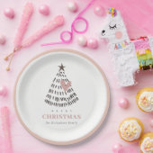 Moderne Skandi-Minimal-Blush-Herz-Weihnachtsbaum Pappteller (Party)