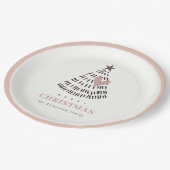 Moderne Skandi-Minimal-Blush-Herz-Weihnachtsbaum Pappteller (Schrägansicht)