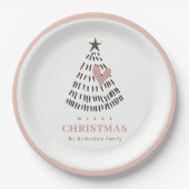 Moderne Skandi-Minimal-Blush-Herz-Weihnachtsbaum Pappteller (Vorderseite)