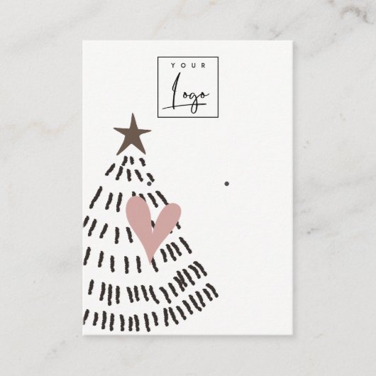 Moderne Skandi-Weihnachtsbaum-Herz-Ohrhänger-Logo Visitenkarte (Vorderseite)