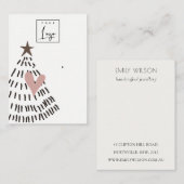 Moderne Skandi-Weihnachtsbaum-Herz-Ohrhänger-Logo Visitenkarte (Vorne/Hinten)