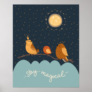 Moderne Skandinavier niedliche Vögel bleibe magisc Poster