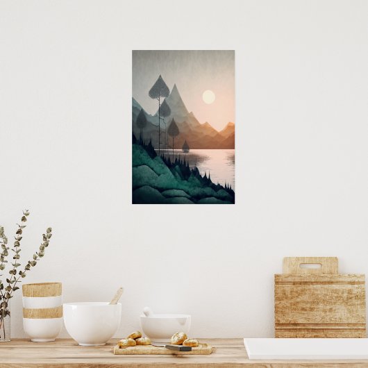 Moderne skandinavische Berglandschaft Poster (Küche)
