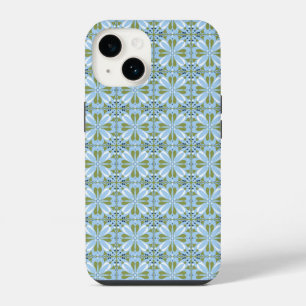 Moderne skandinavische Gestaltung Blau Olivgrün iPhone 14 Hülle
