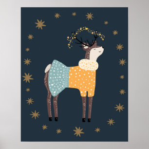 Moderne skandinavische Hirsch- und Sternenkinderst Poster
