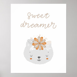 Moderne skandinavische süße niedliche Katze Träume Poster
