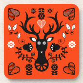 Moderne skandinavische Volkskunst Getränkeuntersetzer (Vorderseite)