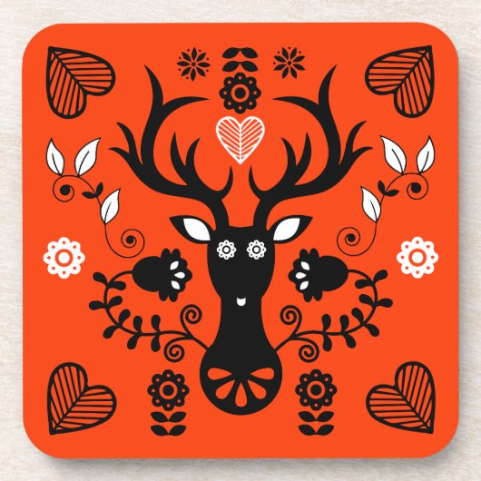 Moderne skandinavische Volkskunst Getränkeuntersetzer (Vorderseite)