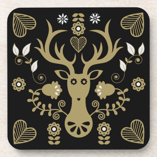 Moderne skandinavische Volkskunst Getränkeuntersetzer (Vorderseite)