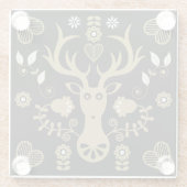 Moderne skandinavische Volkskunst Glasuntersetzer (Rückseite)