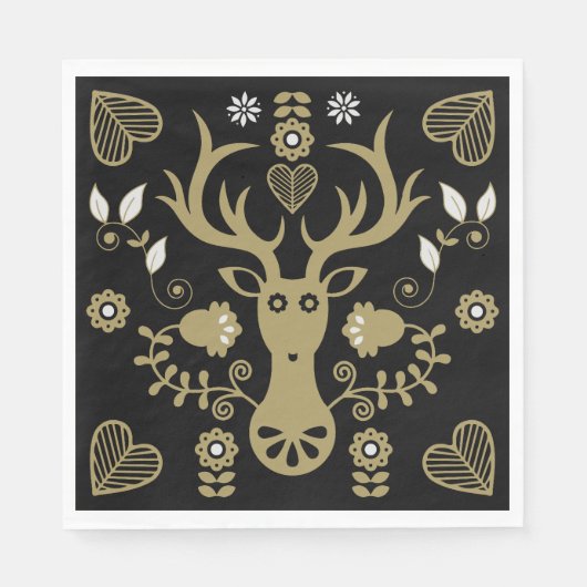 Moderne skandinavische Volkskunst Serviette (Vorderseite)