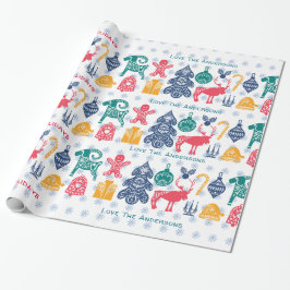 Moderne skandinavische WeihnachtsFolklore Geschenkpapier