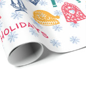 Moderne skandinavische WeihnachtsFolklore Geschenkpapier (Rolleneckpunkt)