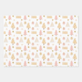 Moderne skandinavische Weihnachtsmuster Beige Pink Geschenkpapier Set (Vorderseite)