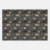 Moderne skandinavische Weihnachtsmuster Gold Black Geschenkpapier Set (Vorderseite 2)