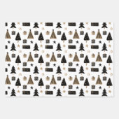 Moderne skandinavische Weihnachtsmuster Gold Black Geschenkpapier Set (Vorderseite)
