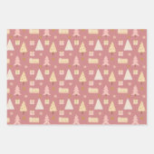 Moderne skandinavische Weihnachtsmuster Pink Beige Geschenkpapier Set (Vorderseite)