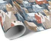 Moderne skandinavische Winter Stadthäuser Muster B Geschenkpapier (Rolleneckpunkt)