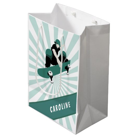 Moderne Skateboarding Girls Skater Name Cool Sport Mittlere Geschenktüte (Vorderseite Schrägansicht)