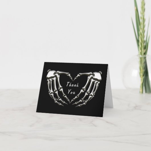 Moderne Skeleton Gothic Hands Liebe Herzform Dankeskarte (Vorderseite)