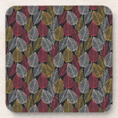 Moderne Skelett-Blatt Herbstmuster Getränkeuntersetzer (Vorderseite)