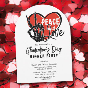 Moderne Skelett Frieden & Liebe Valentinstag Party Einladung