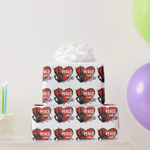 Moderne Skeletthand Frieden und Liebe Geschenkpapier