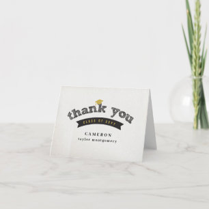 Moderne Sketch Graduation Cap Vintag Foto Grad Dankeskarte