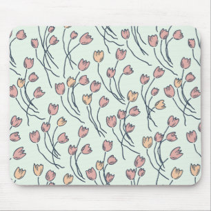 Moderne skizzenhafte Tulpenmuster Cottage Sage Mousepad