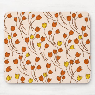 Moderne skizzenhafte Tulpenmuster   Retro-Palette Mousepad