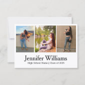 moderne Skript-Abschluss 3 Foto-Collage minimal Dankeskarte (Vorderseite)