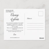 Moderne Skript-Brautparty-Änderung von Datumsfelde Postkarte (Rückseite)