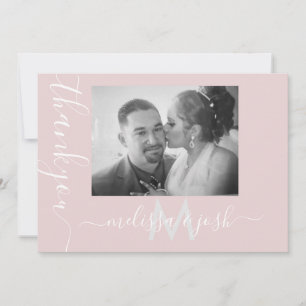 Moderne Skript Dankeschön Hochzeitspaare Foto Rosa Einladung