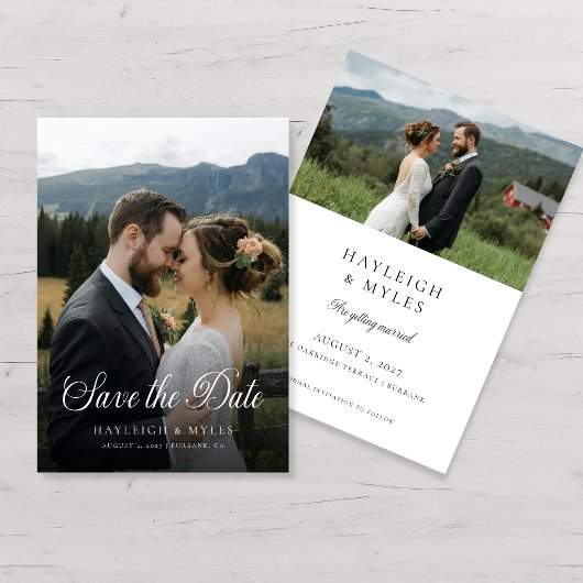 Moderne Skript Elegante Hochzeit 2 Foto Save The Date