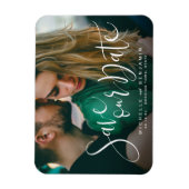 Moderne Skript-Foto Hochzeit speichern das Datum Magnet (Vertikal)