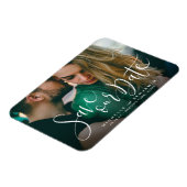 Moderne Skript-Foto Hochzeit speichern das Datum Magnet (Linke Seite)