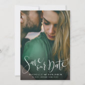Moderne Skript-Foto Hochzeit speichern das Datum Save The Date (Vorderseite)
