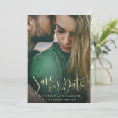 Moderne Skript-Foto Hochzeit speichern das Datum Save The Date (Stehend Vorderseite)