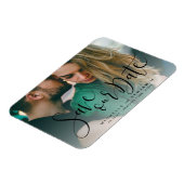 Moderne Skript-Foto Hochzeit speichern den Datums- Magnet (Linke Seite)