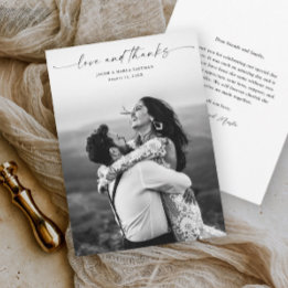 Moderne Skript-Liebe und Dank Foto-Hochzeit  Dankeskarte