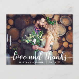 Moderne Skript Liebe und Dank Hochzeitspaar Postkarte