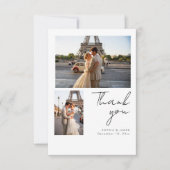 Moderne Skript Minimal Destination Foto Hochzeit Dankeskarte (Vorderseite)