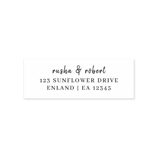 Moderne Skript-Minimal-Hochzeitsadresse Permastempel (Design)